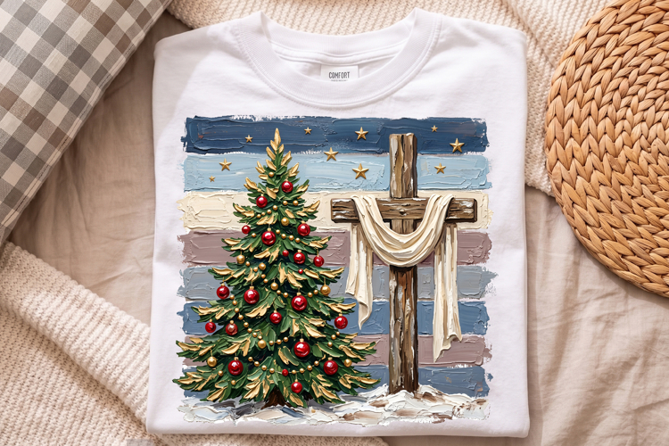 Christmas Cross Png, Christian Holiday Tree Design