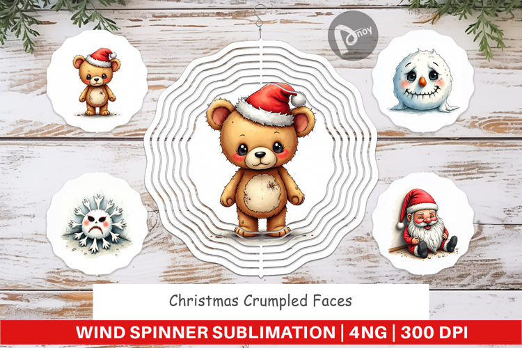 Christmas Crumpled Faces Wind Spinner