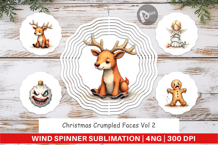 Christmas Crumpled Faces Wind Spinner