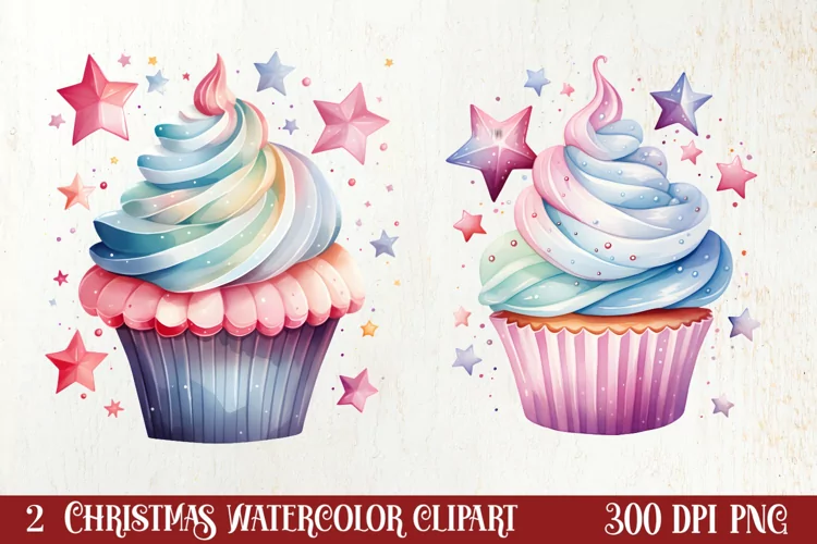 Christmas Cupcake Clipart, Christmas Clipart