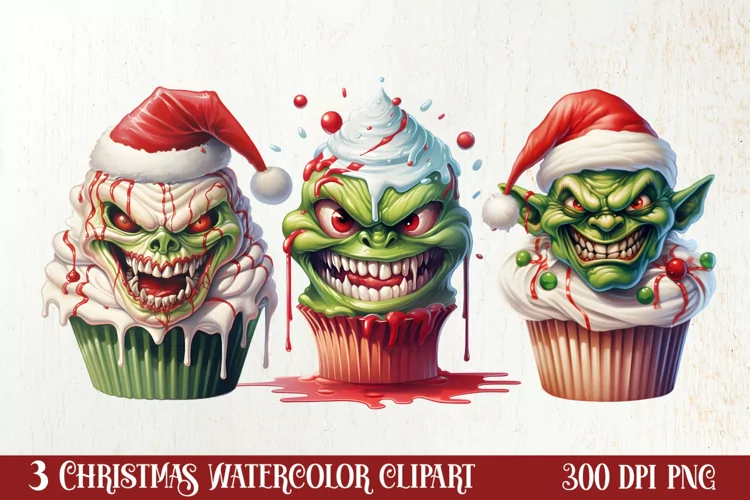Christmas Cupcake Collection, Christmas Cupcake Clipart