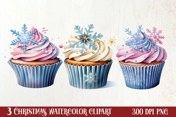Christmas Cupcake Collection, Christmas Cupcake Clipart