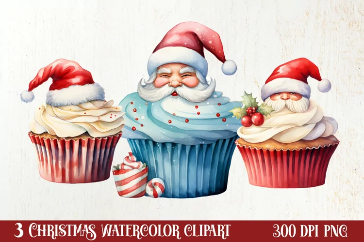 Christmas Cupcake Collection, Christmas Cupcake Clipart