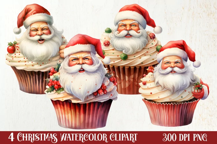 Christmas Cupcake Collection, Christmas Cupcake Clipart