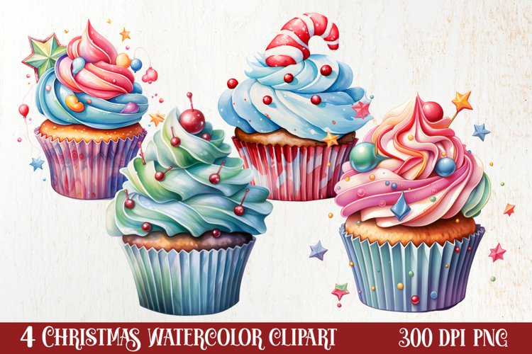 Christmas Cupcake Collection, Christmas Cupcake Clipart
