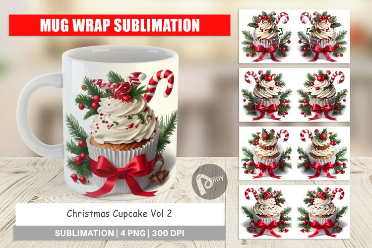 Mug sublimation design Christmas Cupcake