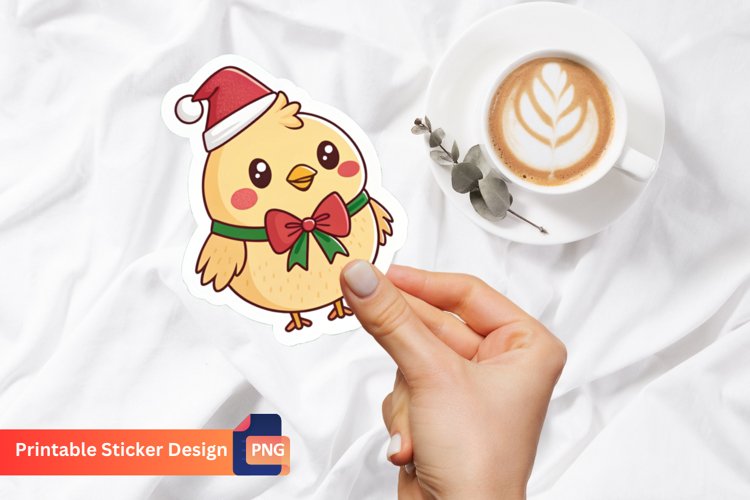 Christmas Cute Chicken Sticker, Funny Christmas Chicken