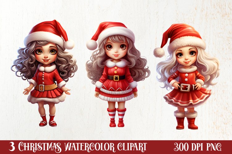 Christmas Cute Girl Sublimation Clipart, Christmas Cute