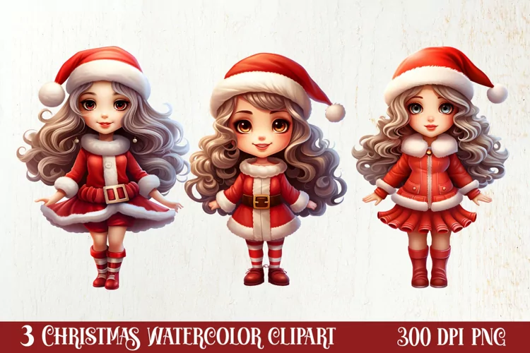 Christmas Cute Girl Sublimation Clipart, Christmas Cute