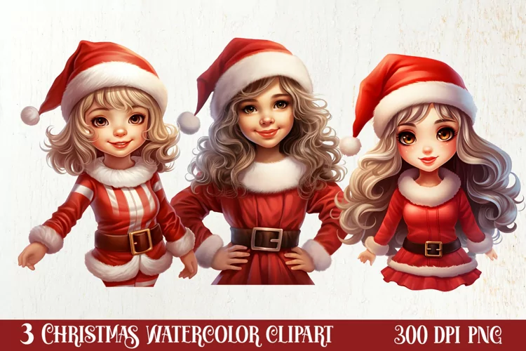 Christmas Cute Girl Sublimation Clipart, Christmas Cute