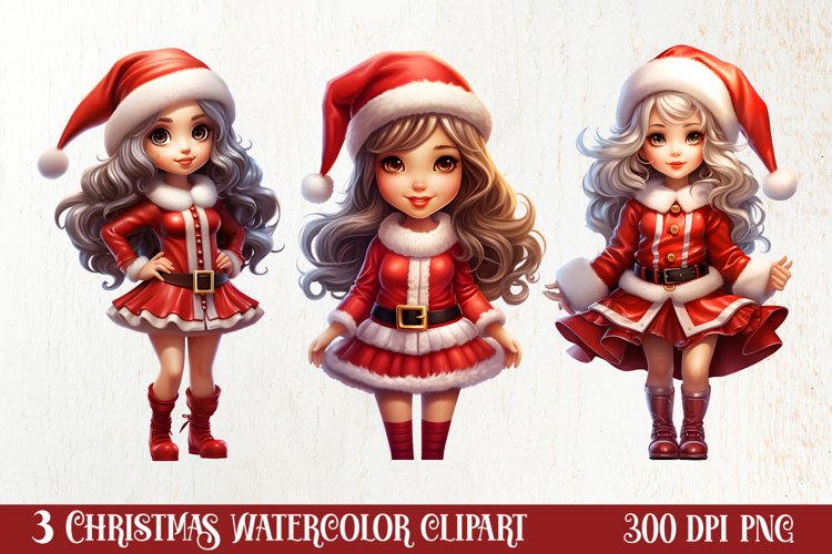Christmas Cute Girl Sublimation Clipart, Christmas Cute
