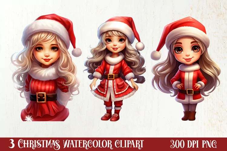 Christmas Cute Girl Sublimation Clipart, Christmas Cute