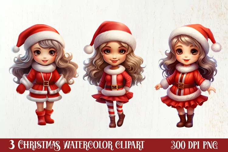 Christmas Cute Girl Sublimation Clipart, Christmas Cute
