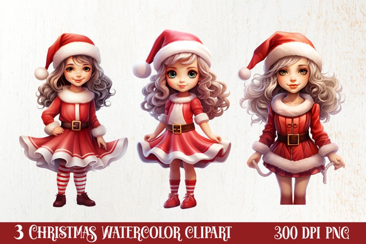 Christmas Cute Girl Sublimation Clipart, Christmas Cute