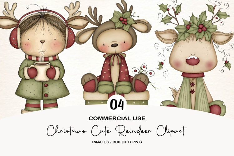 Christmas Cute Reindeer Clipart