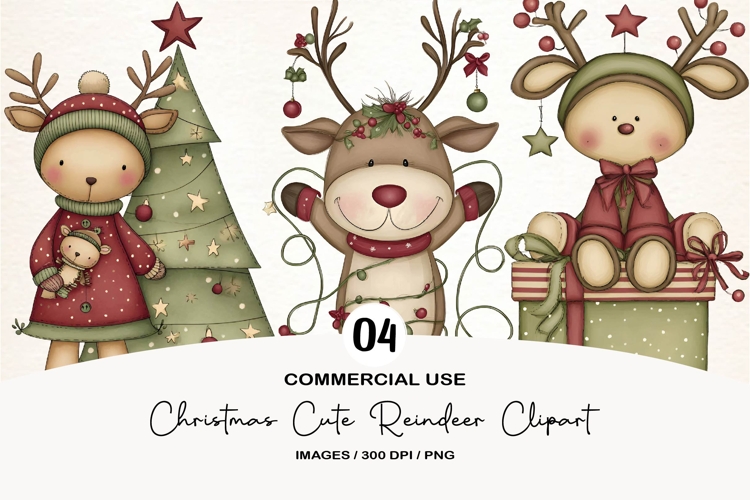 Christmas Cute Reindeer Clipart