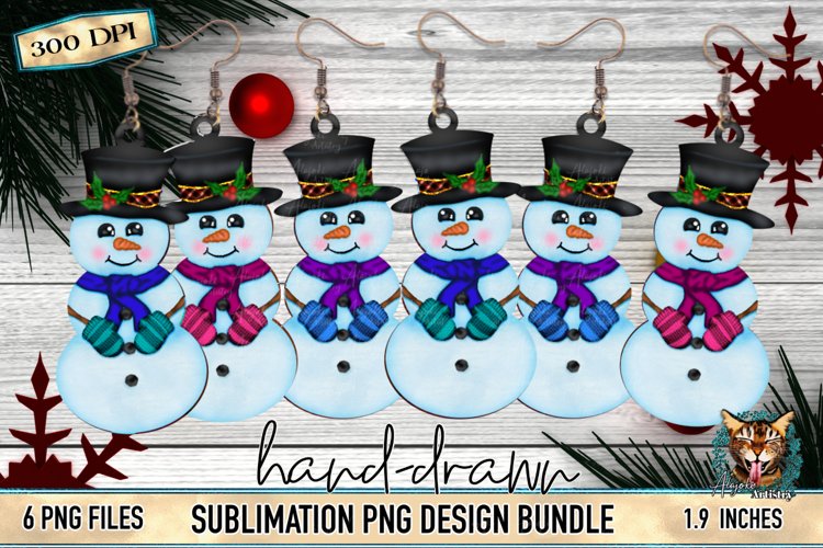 Christmas Sublimation, Sublimation earring, snowman earring, snowman sublimation earring,