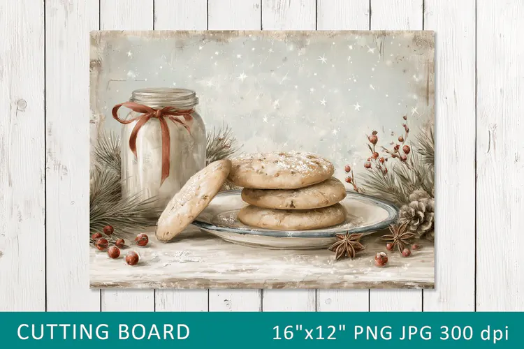 Vintage Christmas Cookies Cutting Board Design