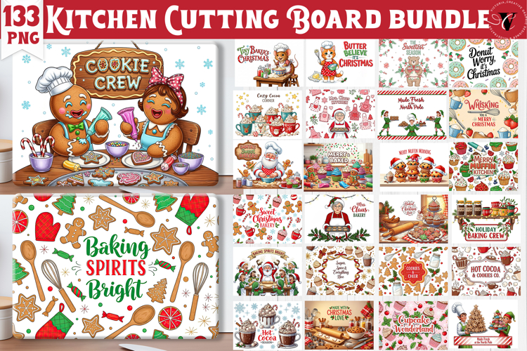 Kitchen Cutting Board bundle | Cute Christmas Cutting Board example image 1