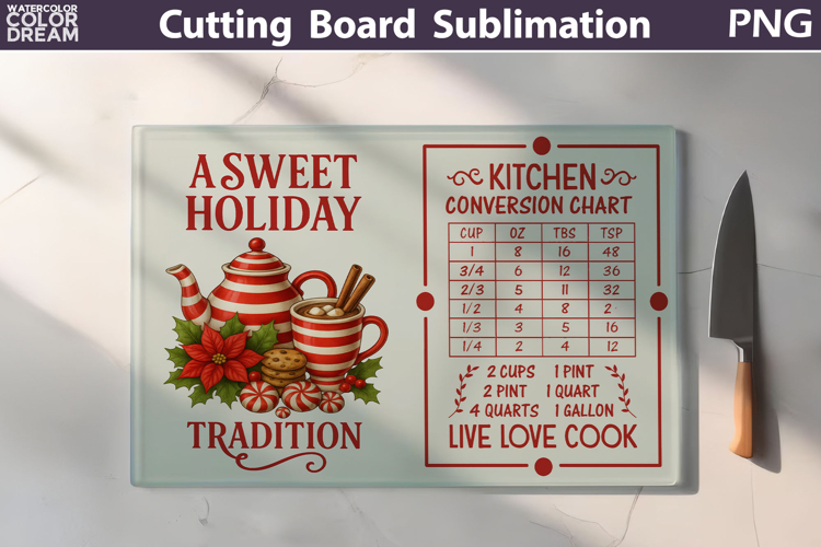 Christmas Cutting Board | Kitchen Conversion Chart