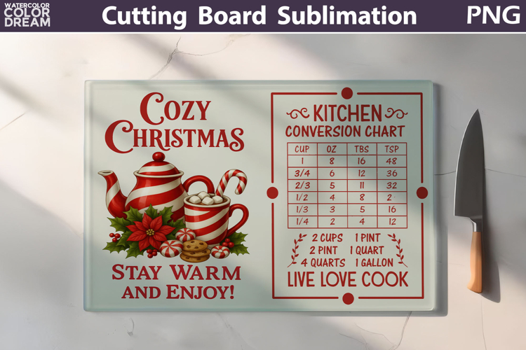 Christmas Cutting Board | Kitchen Conversion Chart