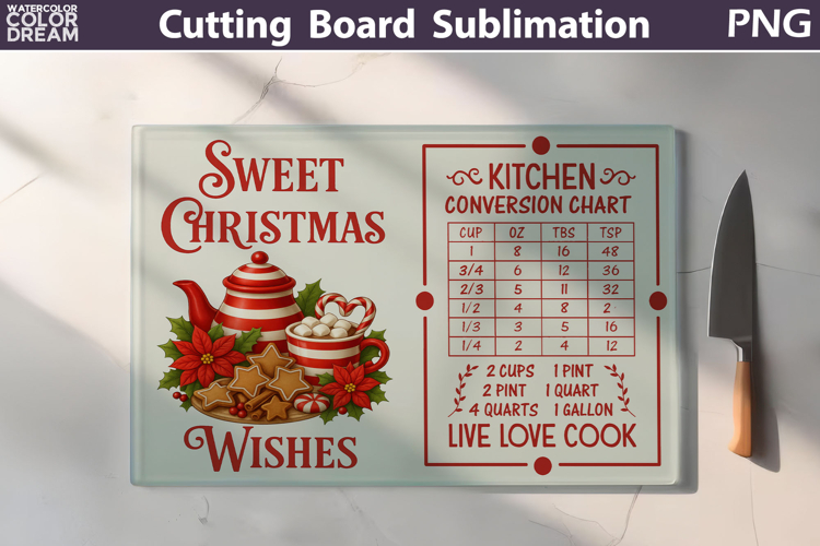Christmas Cutting Board | Kitchen Conversion Chart