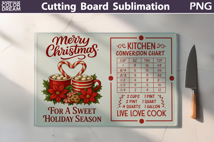 Christmas Cutting Board | Kitchen Conversion Chart