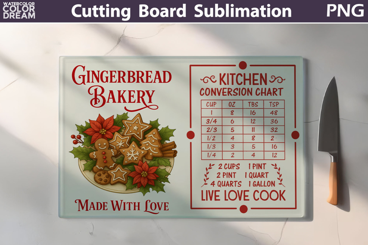 Christmas Cutting Board | Kitchen Conversion Chart