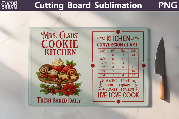 Christmas Cutting Board | Kitchen Conversion Chart