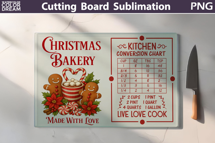 Christmas Cutting Board | Kitchen Conversion Chart