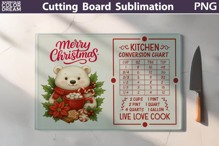 Christmas Cutting Board | Kitchen Conversion Chart