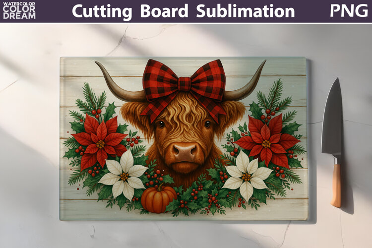 Highland Cow Cutting Board | Christmas Cutting Board example image 1