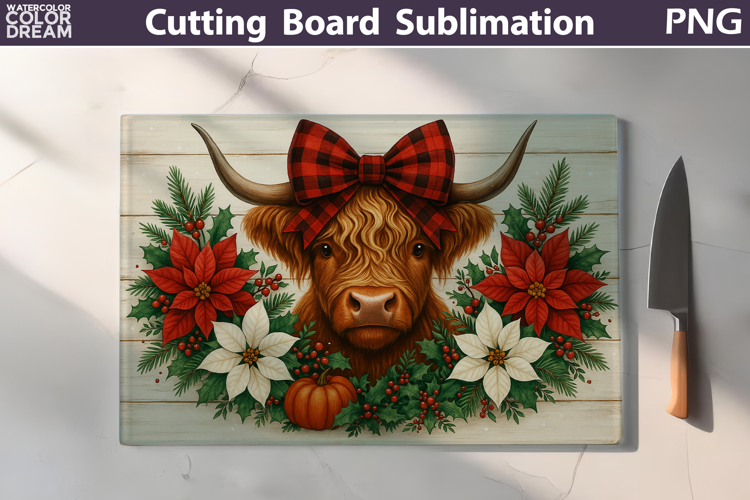 Highland Cow Cutting Board | Christmas Cutting Board