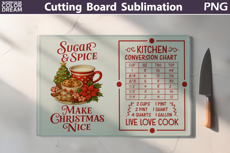 Christmas Cutting Board | Kitchen Conversion Chart