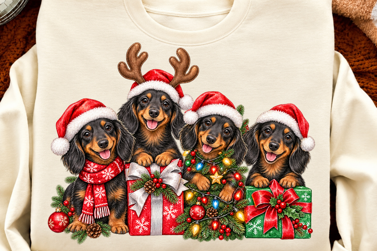 Christmas Dachshund Dogs PNG