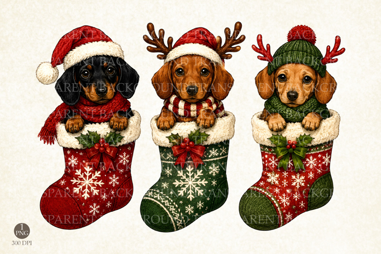 Christmas Dachshund Stockings PNG, Holiday Stockings Shirt