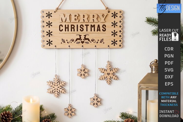 Christmas Hanging Decor Laser Cut | Christmas Wall Décor example image 1
