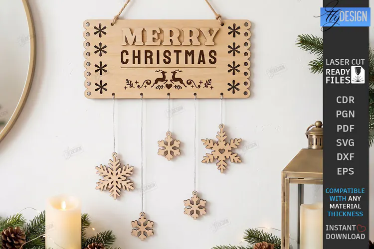 Christmas Hanging Decor Laser Cut | Christmas Wall Décor