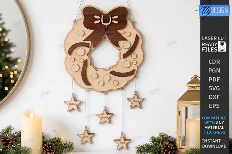 Christmas Hanging Decor Laser Cut | Christmas Wall Décor