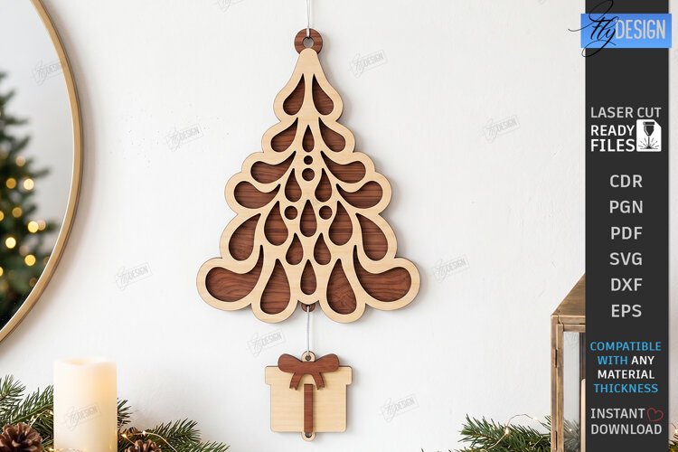 Christmas Hanging Decor Laser Cut | Christmas Wall Décor example image 1