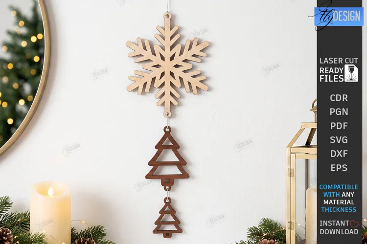 Christmas Hanging Decor Laser Cut | Christmas Wall Décor