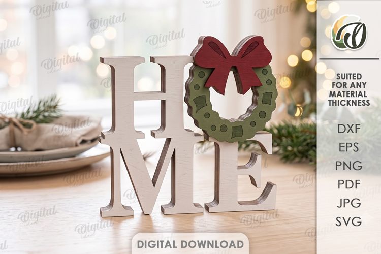 Christmas Home Sign Laser Cut. Christmas Stand Decor SVG