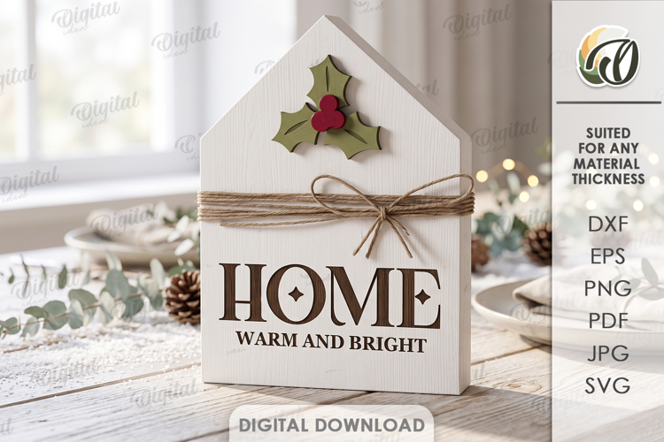 Christmas Home Sign Laser Cut. Christmas Stand Decor SVG