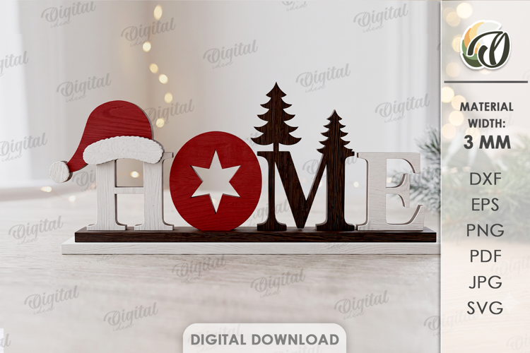 Christmas Home Sign Laser Cut. Christmas Stand Decor SVG