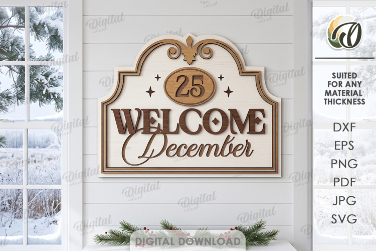 Christmas Welcome SIgn Laser Cut. Wall Decor SVG