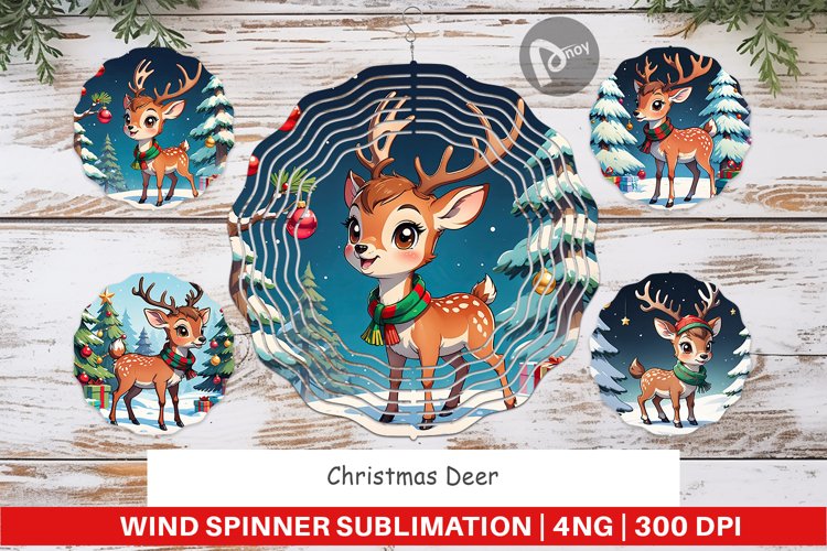 Wind Spinner Cartoon Christmas Deer