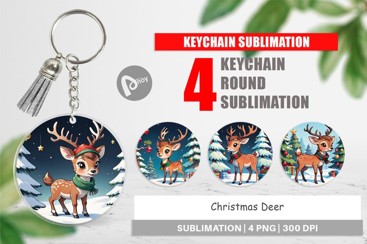 Keychain Cartoon Christmas Deer