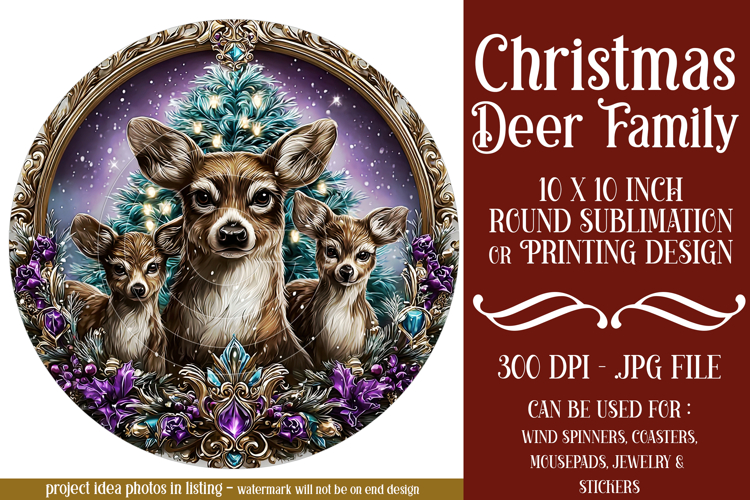 Christmas Wind Spinner, Christmas Deer Family Round, r10
