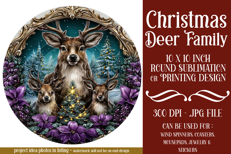 Christmas Wind Spinner, Christmas Deer Family Round, r11