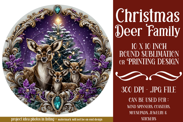 Christmas Wind Spinner, Christmas Deer Family Round, r12